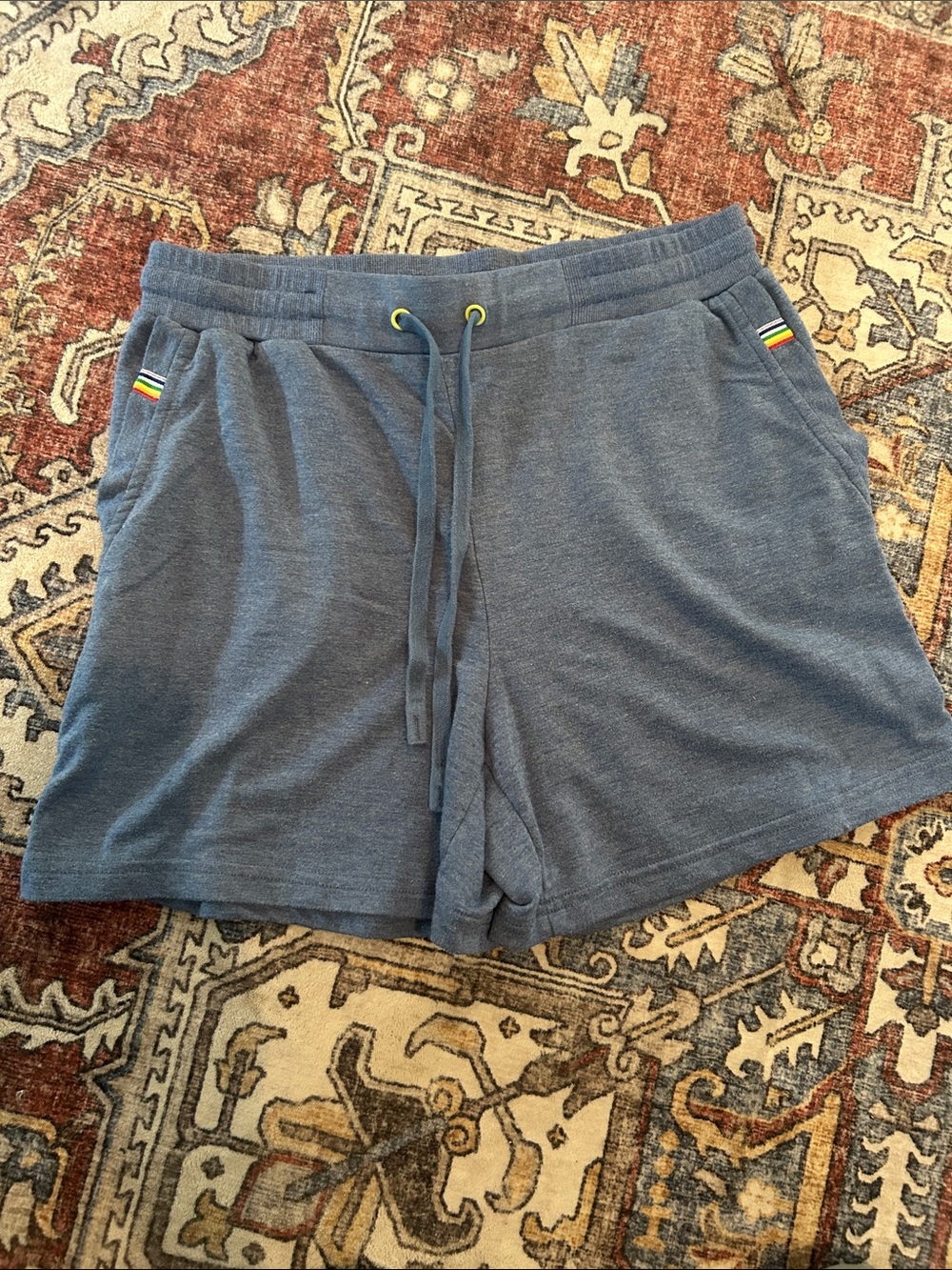 Jane and Delancey Heather Blue Knit Drawstring Men's Athletic Shorts